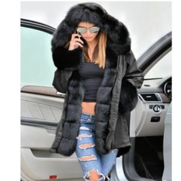 New Hooded Faux Fur Down Lined Parka Warm Coat